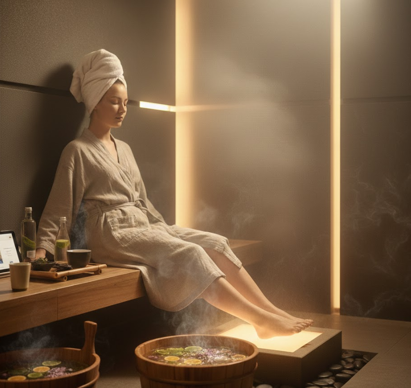 Ein Deep-Wellness-Leitfaden zur Fußmassage in einem Schwitzraum