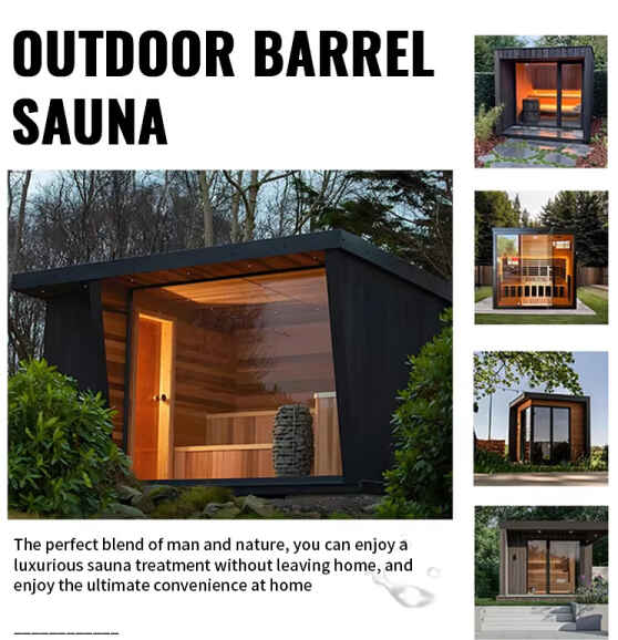 Außendampfbad mit Glastür im Freien