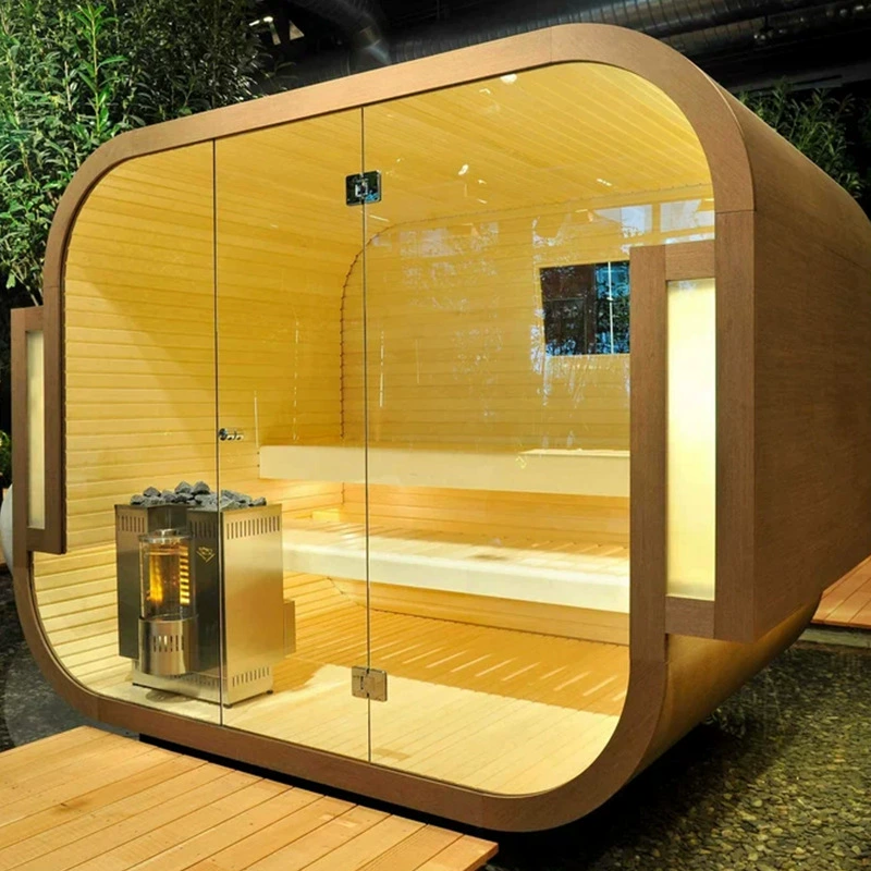 Wasserdichter Dampfraum mit Außentür aus Zedernholz aus Eisen